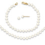 14k 3-4mm FW Cultured Pearl 14in Necklace, 5in. Bracelet & Earring Set