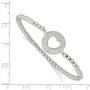 Sterling Silver Polished Beaded CZ heart Stretch Bracelet