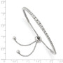 Sterling Silver Rhodium-plated CZ 5-9in Adjustable Bracelet
