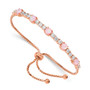 Sterling Silver Rose-tone Lab Created Opal & CZ Adjustable Bracelet