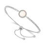 Sterling Silver Rhodium-plated Lab Created Opal & CZ Adjustable Bracelet