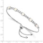 Sterling Silver Rhodium-plated Created Opal & CZ Adjustable Bracelet