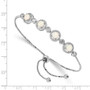 Sterling Silver Rhodium-plated Created Opal & CZ Halo Adjustable Bracelet