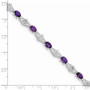 Sterling Silver Rhodium-plated Amethyst & CZ Bracelet