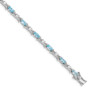 Sterling Silver Rhodium-plated Blue Topaz & CZ Bracelet