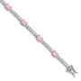 Sterling Silver Rhodium-plated 7inch Pink and Clear CZ Bracelet