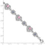 Sterling Silver Rhodium-plated 7inch Pink and Clear CZ Bracelet