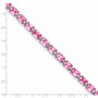 Sterling Silver Rhodium-plated 7.5inch Pink CZ Bracelet