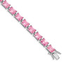 Sterling Silver Rhodium-plated 7.5inch Pink CZ Bracelet