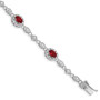 Sterling Silver Rhodium Plated 7inch Red and Clear CZ Bracelet