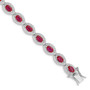 Sterling Silver Rhodium Plated 7inch Red CZ Bracelet