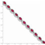 Sterling Silver Rhodium Plated 7inch Red CZ Bracelet