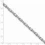 Sterling Silver 7inch Rhodium Plated White Created Opal and CZ Bracelet