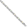 Sterling Silver 7inch Rhodium Plated White Created Opal and CZ Bracelet