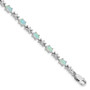 Sterling Silver Rhodium Plated 7inch White Created Opal and CZ Bracelet
