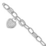 Sterling Silver Rhodium-plated CZ Heart Dangle Bracelet
