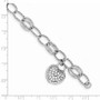 Sterling Silver Rhodium-plated CZ Heart Dangle Bracelet