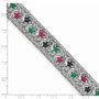 Sterling Silver Rhodium-plated Sapphire, Ruby, Emerald & CZ Bracelet