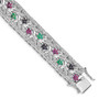 Sterling Silver Rhodium-plated Sapphire, Ruby, Emerald & CZ Bracelet