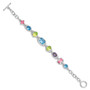 Sterling Silver Rhodium Plated 7.5inch Multicolored CZ Bracelet