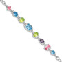 Sterling Silver Rhodium Plated 7.5inch Multicolored CZ Bracelet
