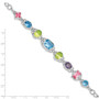 Sterling Silver Rhodium Plated 7.5inch Multicolored CZ Bracelet
