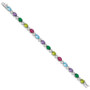 Sterling Silver Rhodium-plated 7inch Multicolor CZ Bracelet