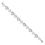 Sterling Silver Rhodium-plated 7in Polished & CZ Hearts Bracelet