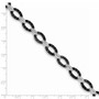 Sterling Silver Rhodium 7.5in Black & White CZ Circle & Bar Link Bracelet