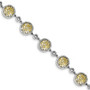 Sterling Silver Rhodium-plated & Vermeil Scrolled CZ Circles Bracelet