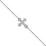 Sterling Silver Rhodium-plated CZ Cross w/1in ext. Bracelet