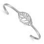 14k White Gold Diamond Leaf Cuff Bangle