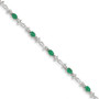 14K White Gold Diamond and Emerald Gemstone Bracelet