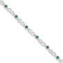 14K White Gold Diamond and Emerald Gemstone Bracelet