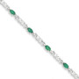 14K White Gold Diamond and Emerald Gemstone Bracelet