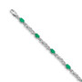 14K White Gold Diamond and Emerald Gemstone Bracelet