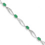 14K White Gold Diamond and Emerald Gemstone Bracelet