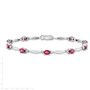 14K White Gold w/ Diamond and Composite Ruby Gemstone Bracelet