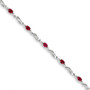 14K White Gold w/ Diamond and Composite Ruby Gemstone Bracelet