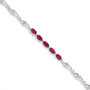 14K White Gold w/ Diamond and Composite Ruby Gemstone Bracelet