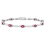 14K White Gold w/ Diamond and Composite Ruby Gemstone Bracelet