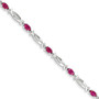 14K White Gold w/ Diamond and Composite Ruby Gemstone Bracelet