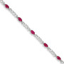 14K White Gold w/ Diamond and Composite Ruby Gemstone Bracelet