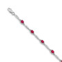 14K White Gold w/ Diamond and Composite Ruby Gemstone Bracelet