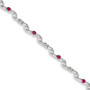 14K White Gold w/ Diamond and Composite Ruby Gemstone Bracelet