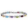 14k White Gold Rainbow Gemstone/Diamond Bracelet