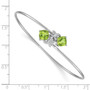 14k White Gold 0.03ct Dia. & 2.4ct Peridot Flexible Bangle