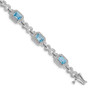 Sterling Silver Rhodium-plated Diamond & Light Swiss Blue Topaz Bracelet