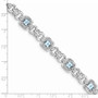 Sterling Silver Rhodium-plated Diamond & Light Swiss Blue Topaz Bracelet