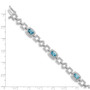 Sterling Silver Rhodium-plated Diamond & Light Swiss Blue Topaz Bracelet